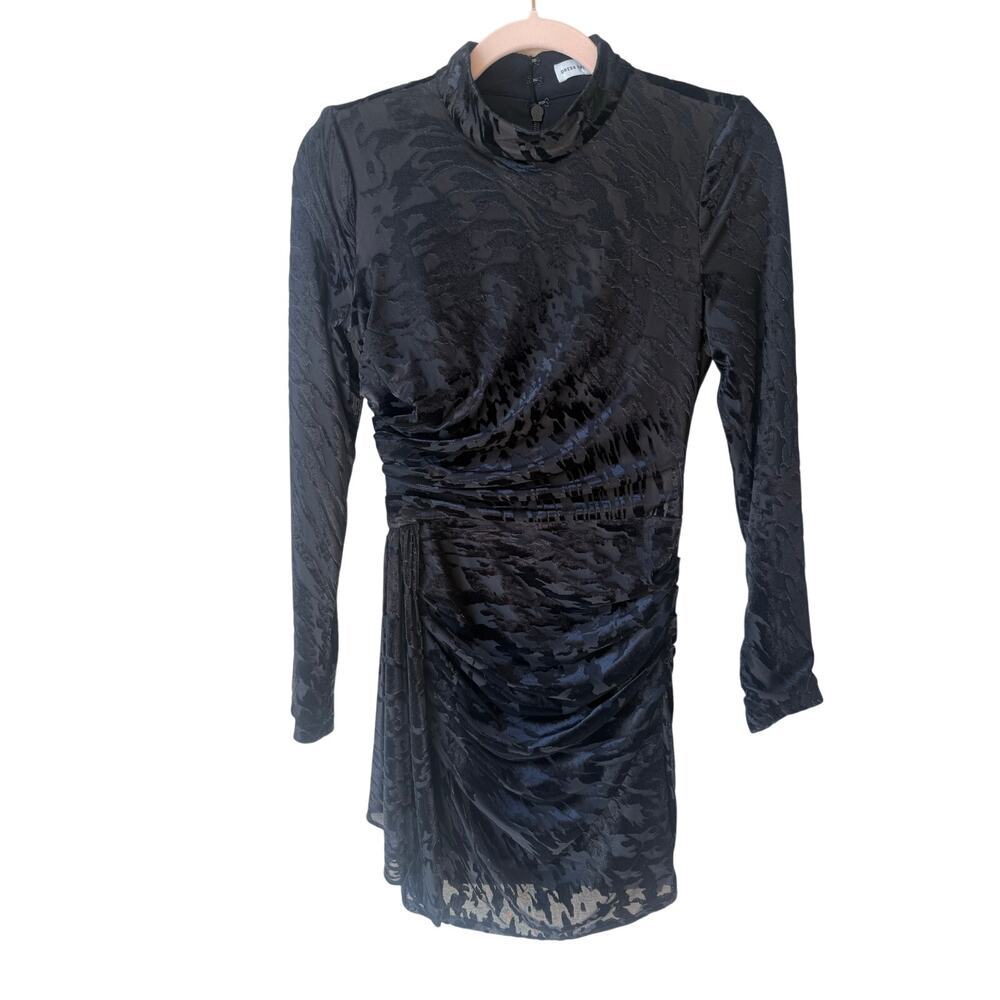Dress the Population Fawn Velvet Houndstooth Mini Dress Size XS